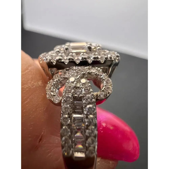 CZ Sterling silver cocktail ring size 9 - Picture 10 of 10